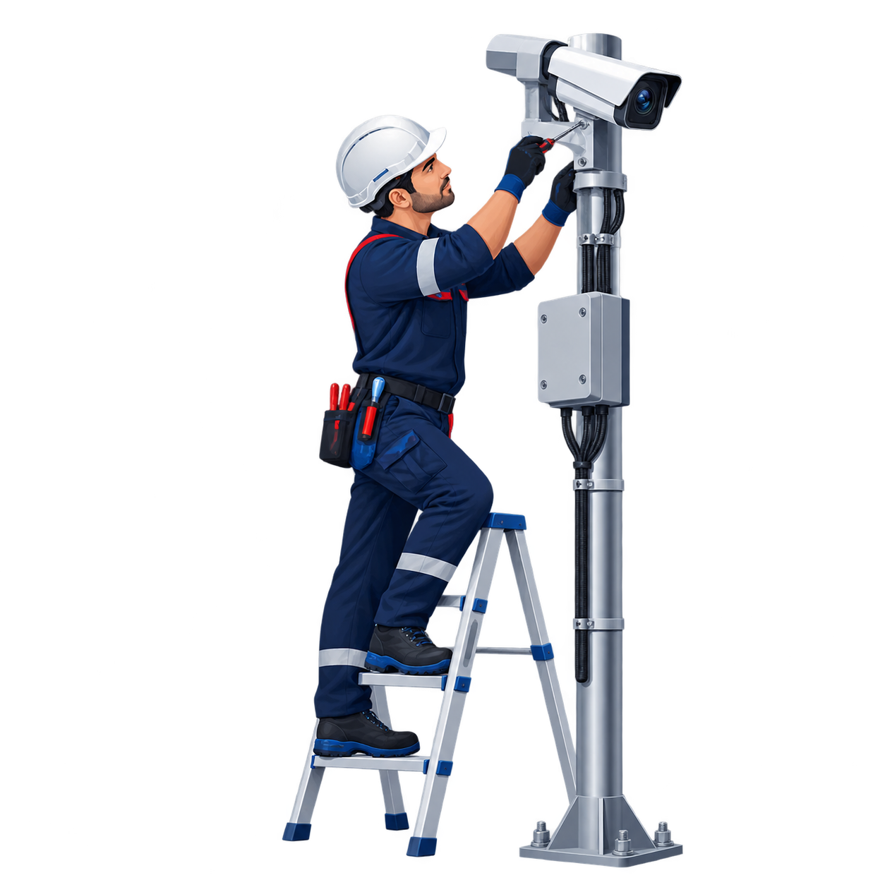 Ingeniero trabajando en una solución de videovigilancia